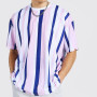 Summer new men's 3DT shirt casual wear short-sleeved 3D printed top loose short-sleeved men's street cool striped T-shirt