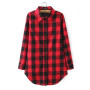 Women Tops And Blouse Europe New long-sleeved Red White Plaid Lattice Shirt Plaid Long Blusas Clothing Vestidos LBD1545