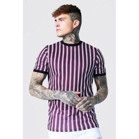 Summer new men's 3DT shirt casual wear short-sleeved 3D printed top loose short-sleeved men's street cool striped T-shirt