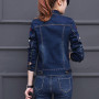 Jeans Jackets Women  Autumn Flower Embroidery Vintage Female Long Sleeve Casual Coats and Top Woman Blue Short Denim Jackets