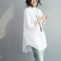 Women Shirts Puff Half Sleeve Oversized Plus Size Large Loose Blouse Stand Collar Bow Tops Fashion Lady Cotton Clothing