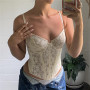 Xingqing y2k Corset Tops Women Sleeveless Short Summer Crop Top Shirt 2022 New Party T-shirts Sweet Aesthetic Floral Lace Cami