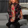 Floral Embroidery Puffed sleeve Mesh Blouse  Womens Tops and Blouses