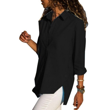 Plus Size 5XL Irregular Women's Office Shirt White Long Sleeve Turn-down Collar Female Blouse Lady Shirts Top