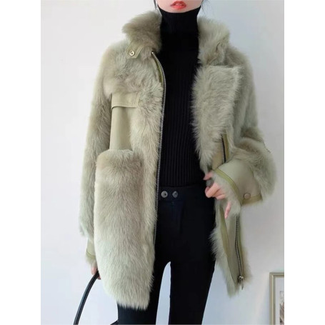 Sheep Shearing Out coat Female Double-faced Fur Wool Coats Ladies Thick Warm Fur Coat