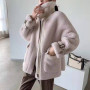 HStar Women Autumn Winter Faux Lamb Fur Sheepskin Coat Genuine Granular Sheep Shearing Jacket Female Casual Warm Outerwear