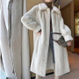 Women Faux Rabbit Fur Coat Lengthen knee Fur Coat Loose Lapel OverCoat Thick Warm Plus Size Female Plush Coats