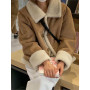 Herstory Winter Warm Thicke Lamb Wool Women's Vintage Single Breasted Fleece Casual Jackets High Street BF Style Chic Coat