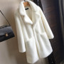 Women Mink Faux Fur Coat Solid Female Turn Down Collar Winter Warm Fake Fur Lady Coat Casual Jacket