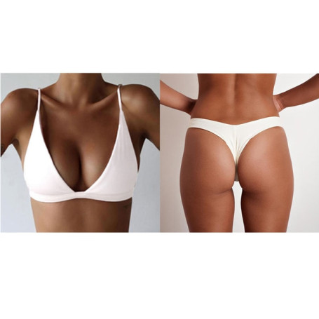 Faroonee Sexy Bikini Tops Bra For Women 3/4 Cup Wire Free Elastic Adjustable-Straps Beachwear Solid Bras Push Up Bralette