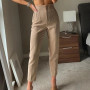 Ardm Spring Trousers Women High Waisted Pant Sets Seam Detail Korean Fashion Office Lady Beige Casual Famale Stright Pants