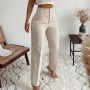 Ardm Spring Trousers Women High Waisted Pant Sets Seam Detail Korean Fashion Office Lady Beige Casual Famale Stright Pants