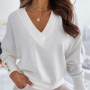 Sexy V-Neck Button Blouses Shirts Autumn Spring Elegant Long Sleeves Solid Tops Female Casual Vintage Fashion Slim