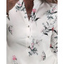 Women Shirt Floral  Long Sleeve V-neck Printed Shirt Spring Autumn Women Casual Blouse Tops