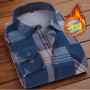 Autumn/Winter Men's Fashion Long Sleeve Plaid Shirt Fleece and Thick Warm Men's Casual High Quality Large Size Shirt NS4574