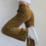 Women Sweet Corduroy Patchwork Straight Pants High Waist Baggy Holiday Fashion Harajuku Vintage Casual Wide Leg Trousers