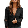 L / P bergre Women V Neck Lace Crochet Tops Long Sleeve Retro Shirts Blouse