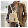 Women's Mini Plush Backpacks Solid Color Adjustable Shoulder Strap Double Zipper Handbags Warm Lambswool Daypack Bags
