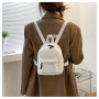 Women's Mini Plush Backpacks Solid Color Adjustable Shoulder Strap Double Zipper Handbags Warm Lambswool Daypack Bags