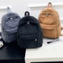 Women Solid Corduroy Backpack Simple Tote School Bags For Teens Shoulder Travel