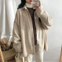 Shirts Women Autumn Apricot Solid Corduroy Long Sleeve Daily Simple Womens Minimalist Female Blouses Ulzzang Loose Classic New