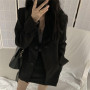 Casual Black Blazer Women Loose Spring Thin All-match Streetwear Simple Korean Style Preppy Young Girl Sheer Minimalist Outwear