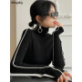 Pullovers Women Autumn Striped Warm All-match Silm Turtleneck Office Ladies Elegant Korean Style Simple Casual Knitted Female