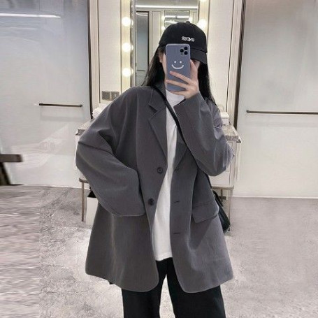 Blazers Women Classic Simple Korean Style Vintage Retro Single Breasted Long Sleeve Spring All-match Clothing Female Temperament