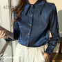 Office Lady Suit Blouses Shirts Women Spring New Elegant Tops Chiffon Female Blouses Sapphire Yellow Ladies Clothes