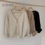 Winter Autumn Loose Cadigans For Women Black Khaki Beige Female Sweater Coat Thickened Knitted Korean Fashion Oversize Tops