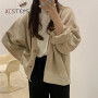 Winter Autumn Loose Cadigans For Women Black Khaki Beige Female Sweater Coat Thickened Knitted Korean Fashion Oversize Tops