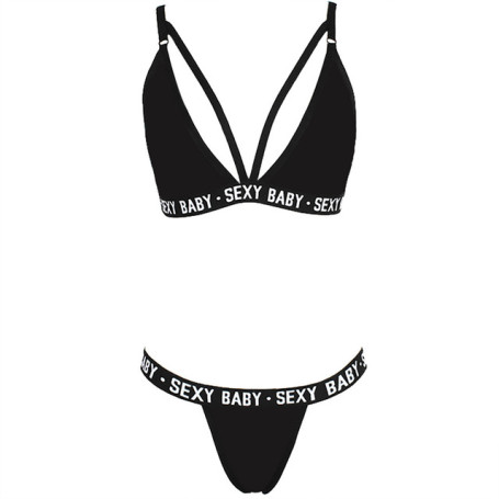sexy underwear set women black lingerie set Letter Solid Patchwork Push Up Bra Underwear G-String Set ensemble lingerie J05