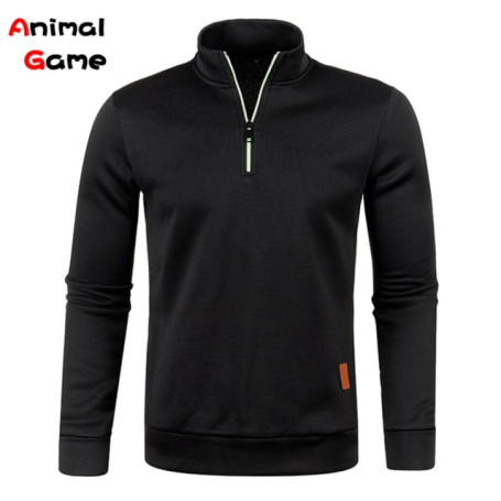 Men's Thicker Sweatshirts Half Zipper Pullover for Male Hoody Man Sweatshir Autumn Solid Color Turtleneck Sweaters 4XL