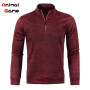 Winter Men's Long Sleeve Thicker Sweater Half Zipper Fashion Stand-up Collar Pullover Casual Slim Solid Color Outwear for Spring