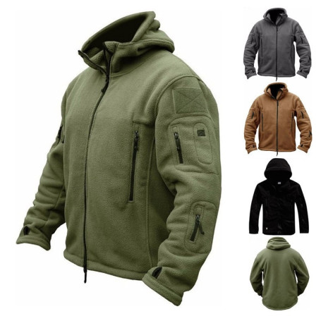 Men's US Tactical Outdoor Jacket Winter Thermal Fleece Windproof Hiking Outwear Sports Hooded Zip Up Mens Military Army Coat