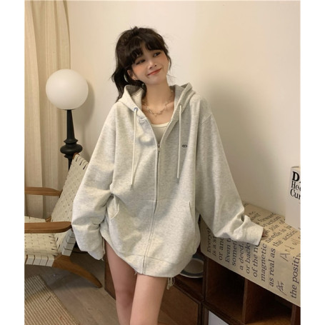 Women's Clothing ArmyGreen Hooded Outerwear Korean Fashion Hip Hop Vintage Thicken Lazy Wind Winter Cardigan Zipper Coat Tops