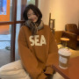Korean Harajuku White Crew Baggy Sweatshirt Women Autumn Winter Simplicity Letter Printing Fashion Long Sleeves Pullover TOP