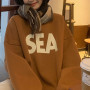 Korean Harajuku White Crew Baggy Sweatshirt Women Autumn Winter Simplicity Letter Printing Fashion Long Sleeves Pullover TOP