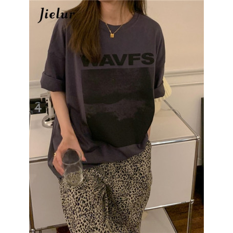 Jielur Cool Print Women's T-shirts Creative Fashion White T Shirt Female Summer Tee Shirt Short Sleeve BF Harajuku Streetwear