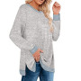 Women Long Sleeve Solid Lightweight Sweatshirt