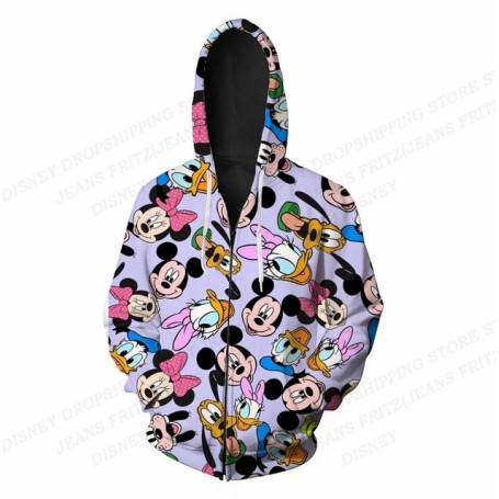 Mickey Mouse 3d Print Hoodies Men Women Fashion Zipper Hoodie Kids Christmas Hoodie Zip Up Coats Women Sweats Duck Sudaderas