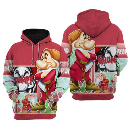 Grumpy 3d Print Hoodies Men Women Fashion Seven Dwarf Hoodie Kids Zip Up Hoodie Boy Coats Women Sweats Snow White Tracksuits