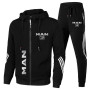 Men's Sportswear MAN Car Logo Print Hooded Sweatshirt+Trousers 2PK Casual Fit Running Fitness Men's Sportswear