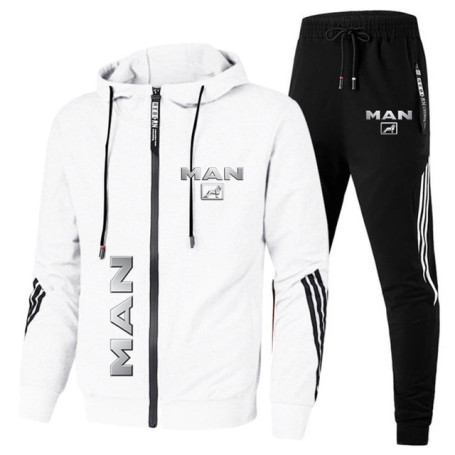 Men's Sportswear MAN Car Logo Print Hooded Sweatshirt+Trousers 2PK Casual Fit Running Fitness Men's Sportswear