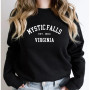 Women Mystic Falls Virginia Unisex Long Sleeve Crewneck Sweatshirts Casual Pullovers Top for Vampire Fans