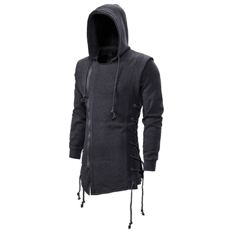 Men's Sweater Hoodie Long Coat Full Zip Korean Fashion Street Wear Japanese Designer Brand Clothes