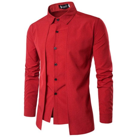 Men's Long Sleeve Shirt Fake Two Pieces of Clothing Cute Personality Fashion Street Dress