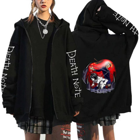 Women Men Anime Death Note Hoodies Cartoon Streetwear Harajuku Roupas Masculinas Zip Up Sweatshirts