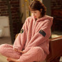 Women Winter Thick Coral Fleece New Flannel Sleepwear 2 Pieces/Sets Long Sleeve Trousers Home wear