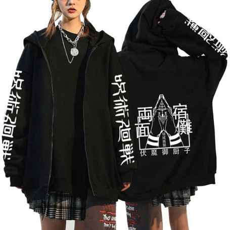 Sweatshirts Gojo Satoru Hoodie Streetwear Zip Up Hoodies Cartoon Graphic Zipper Jackets Coats